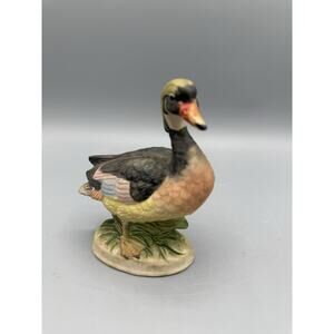 Vintage Hand Painted Ceramic Duck Figurine Colorful Bird 5” Tall Japan Style